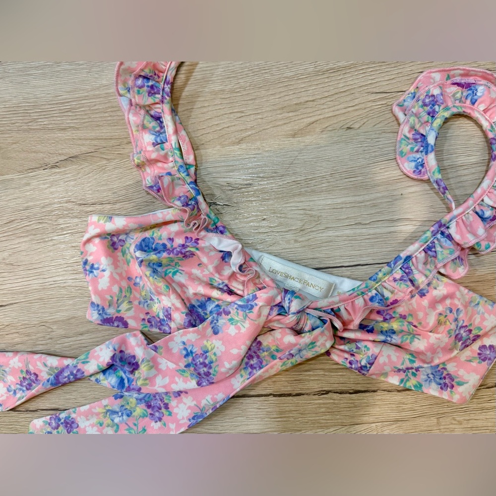 LOVESHACK FANCY Tie-Front Bikini Top perfect condition not faded MINT unworn!